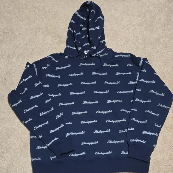 Navy Blue Hoodie with White Script - Picture 1 of 5